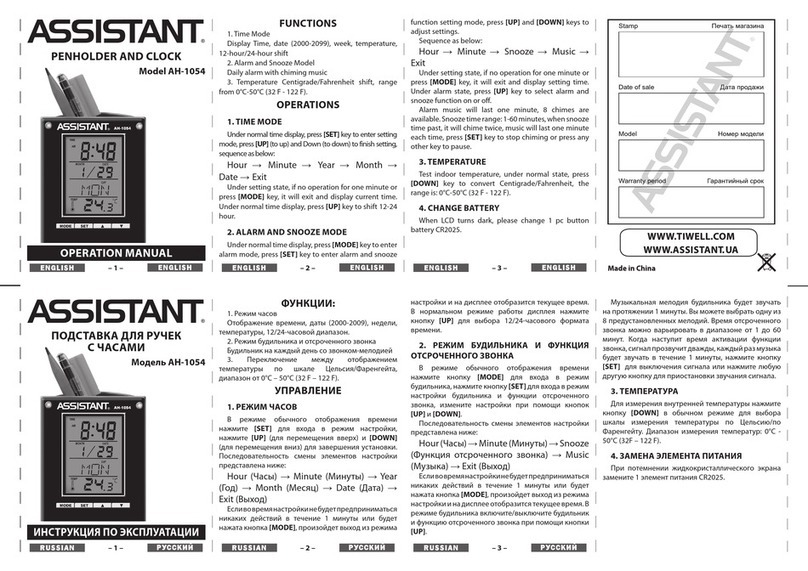 Assistant AH-1054 Operation manual