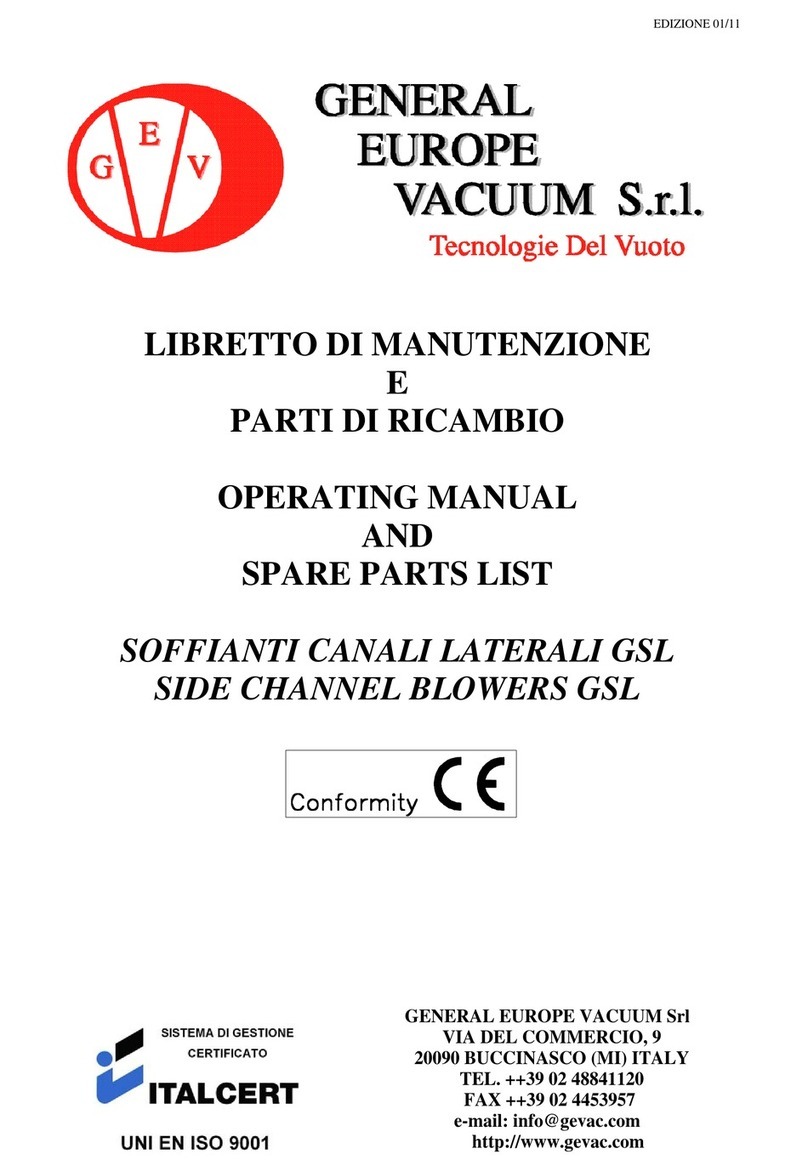 GEV GSL 30 Operating manual and Spare parts list