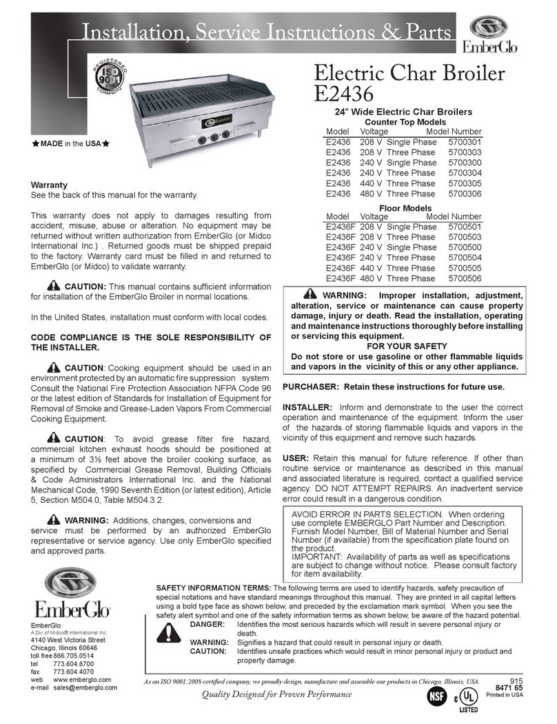 EmberGlo E2436F Operating instructions