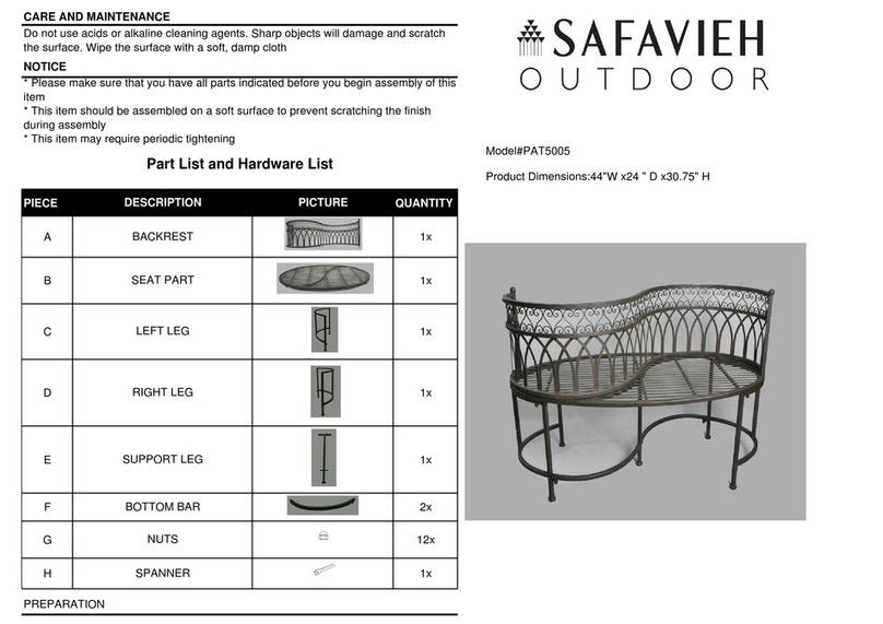 Safavieh Outdoor Lara Kissing Bench PAT5005 Assembly instructions Safavieh Outdoor Lara Kissing Bench PAT5005 Assembly instructions