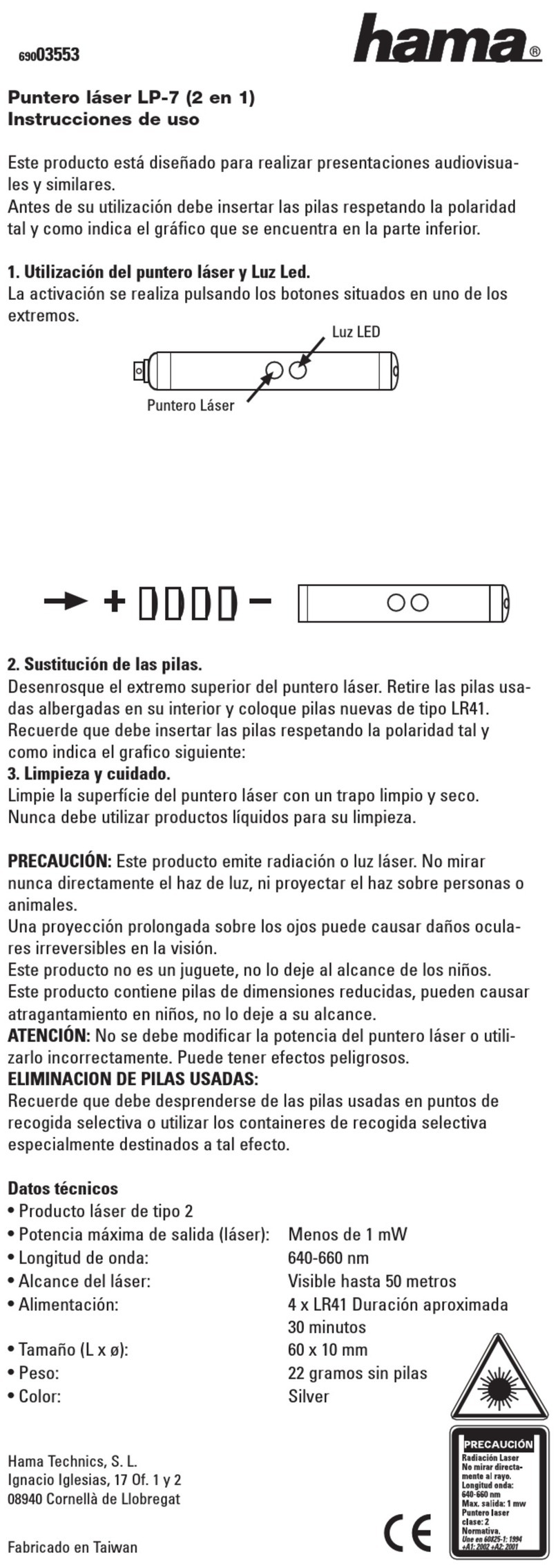 Hama LP-7 User manual