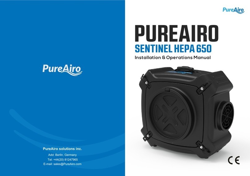 PureAiro SENTINEL HEPA 650 Installation & operation manual