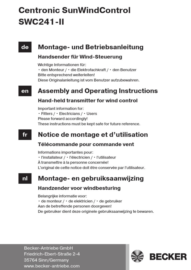 Becker Centronic SunWindControl SWC241-II Assembly and operating instructions