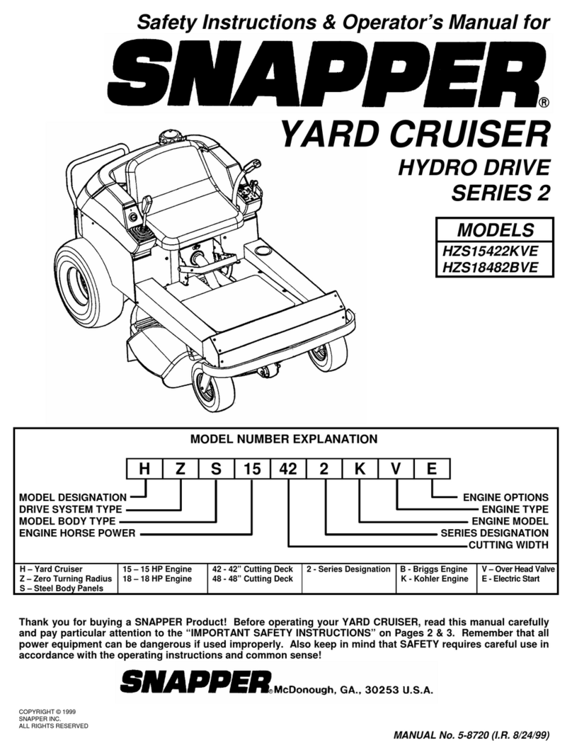 Snapper YARD CRUISER HYDRO DRIVE 2 Series Operation and maintenance manual