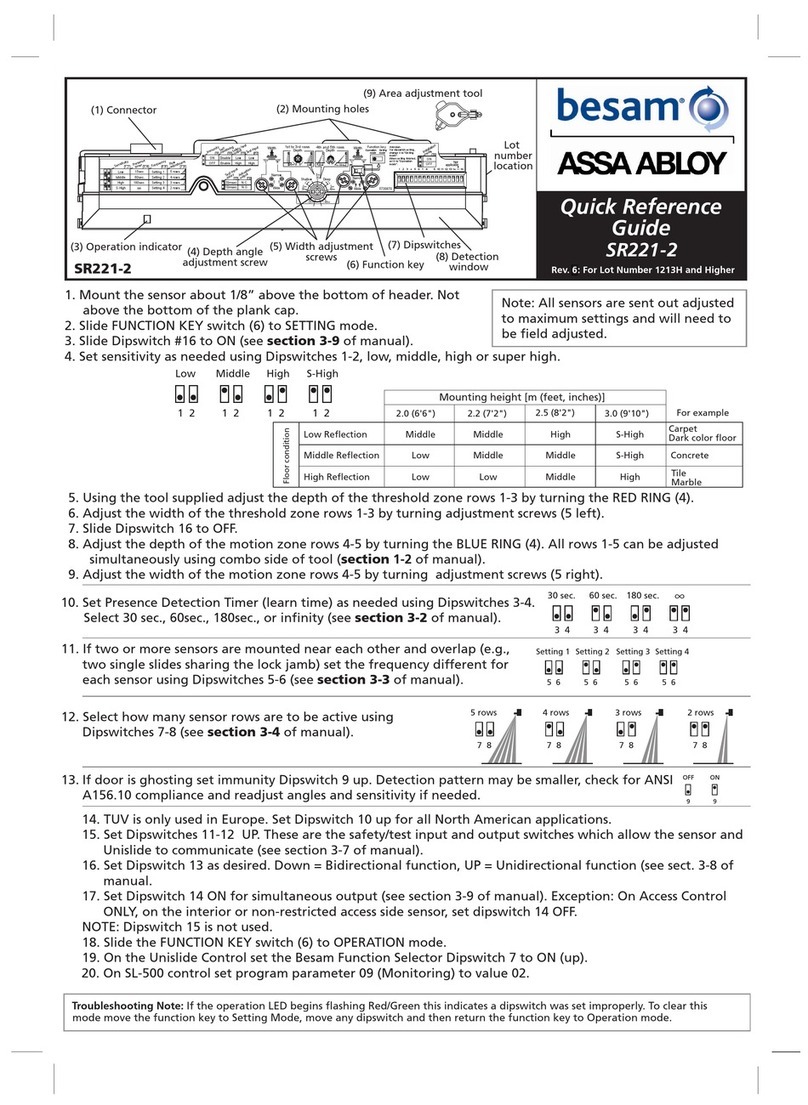 Assa Abloy Besam SR221-2 Quick reference guide