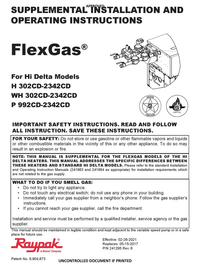 Raypak FlexGas Hi Delta H 302CD-2342CD Supplemental Installation and Operating Instructions