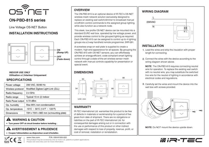 IR-Tec Os-Net ON-PBD-815 Series installation instructions