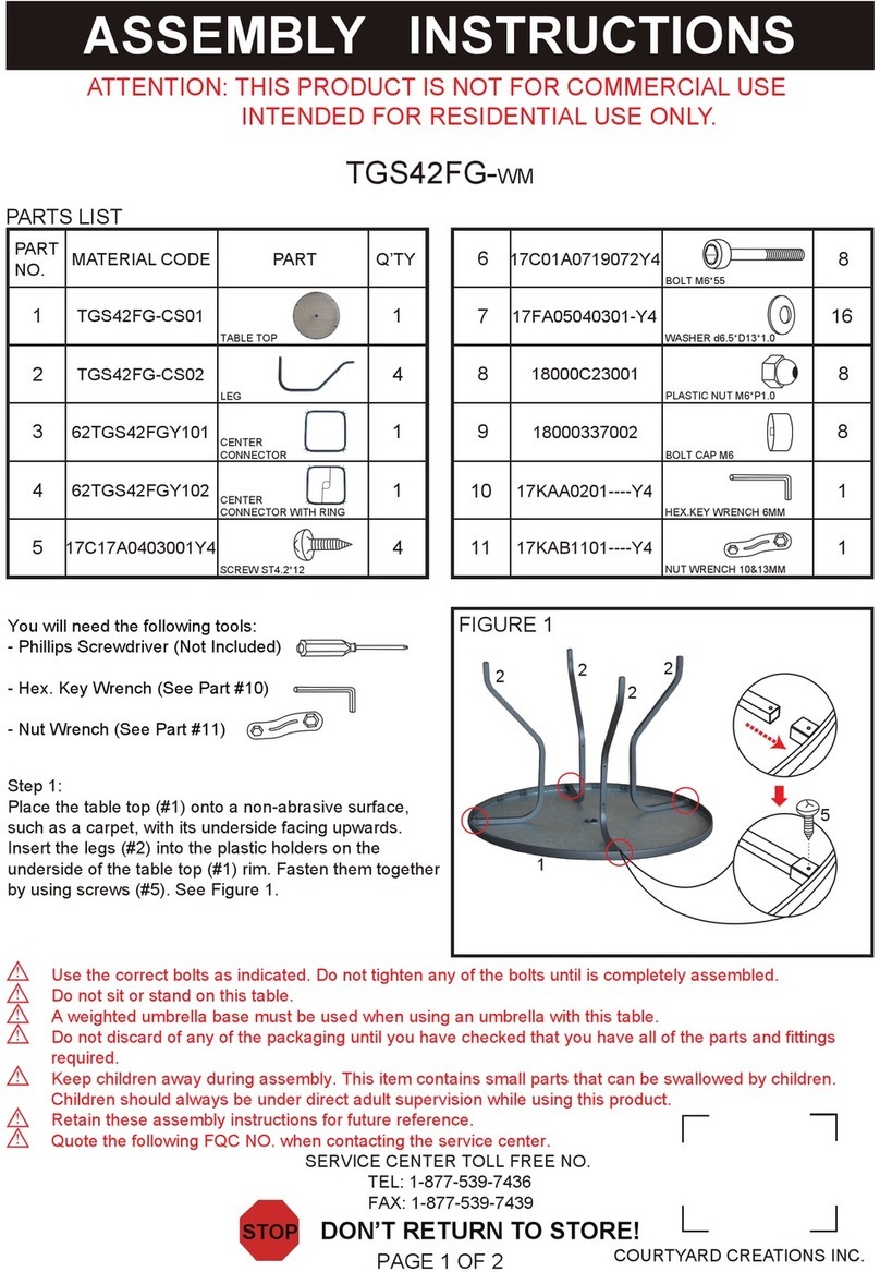Courtyard Creations TGS42FG-WM Assembly instructions
