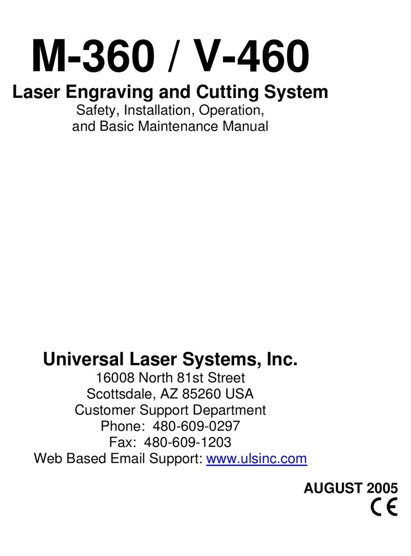 Universal Laser Systems M-360 Safety, installation, operation, and basic maintenance manual