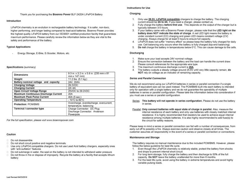 Bioenno Power BLF-2420A User manual