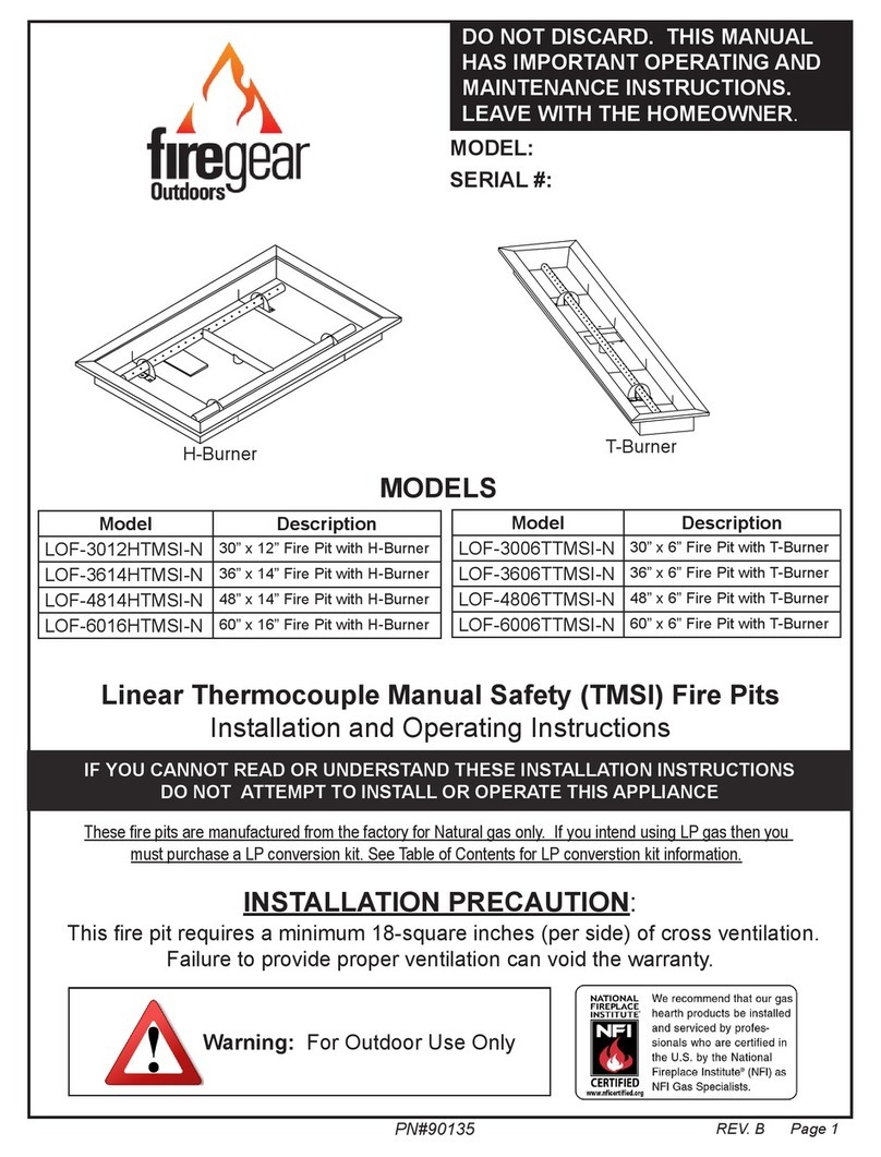 Firegear LOF-3012HTMSI-N Installation and operating instructions Firegear LOF-3012HTMSI-N Installation and operating instructions