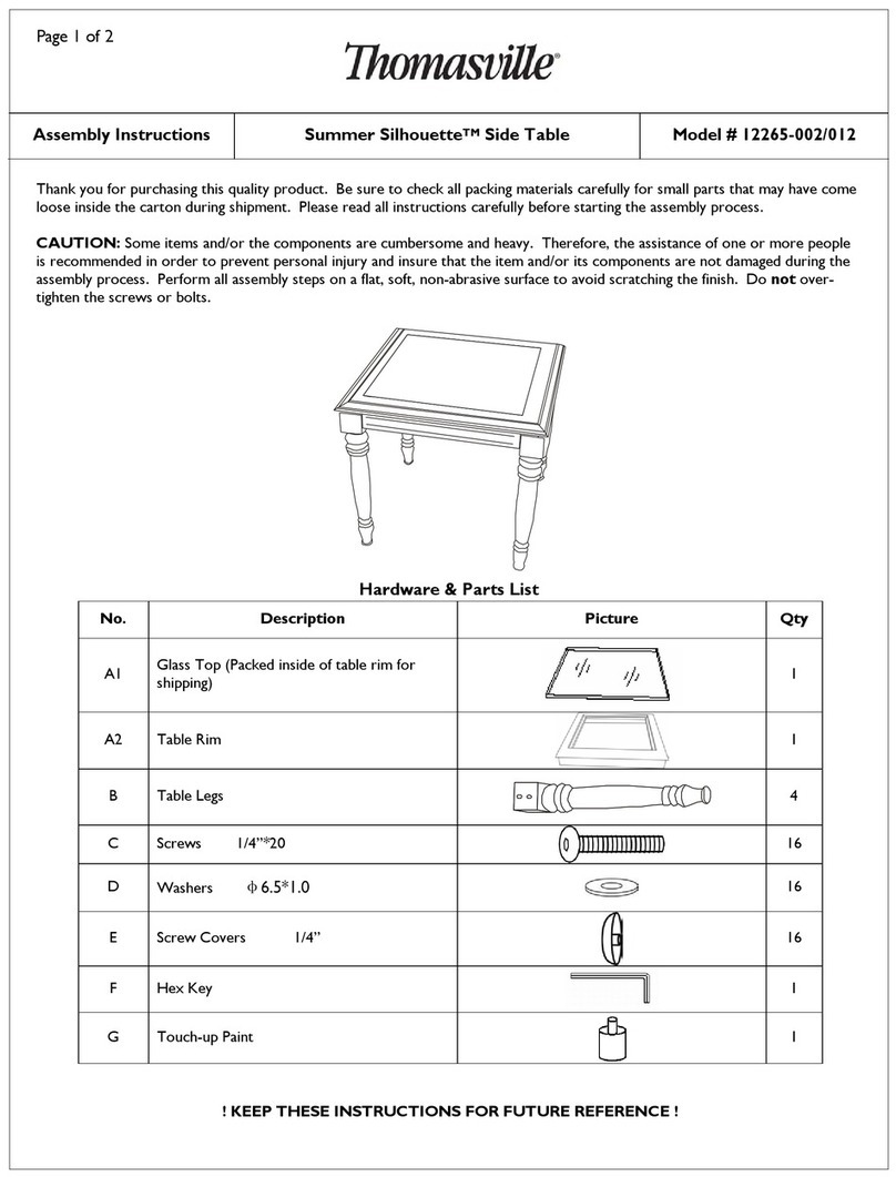 Thomasville Summer Silhouette 12265-002/012 Assembly instructions Thomasville Summer Silhouette 12265-002/012 Assembly instructions
