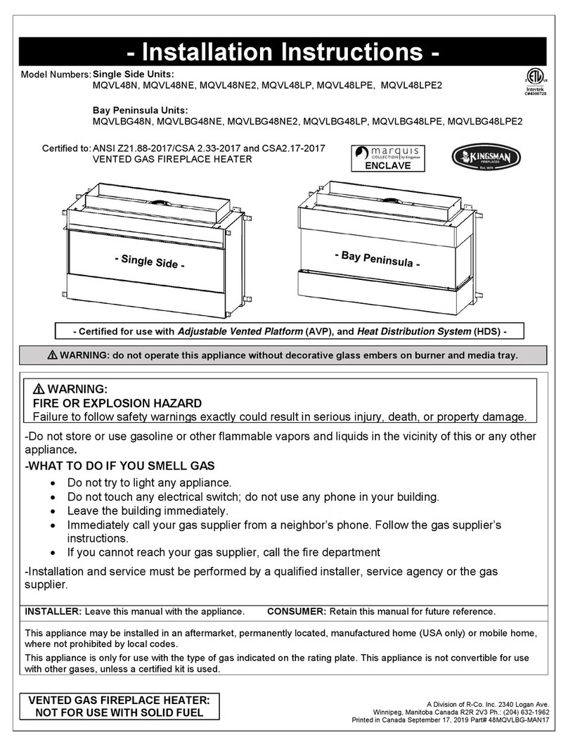 Kingsman Fireplaces MARQUIS MQVL48N installation instructions