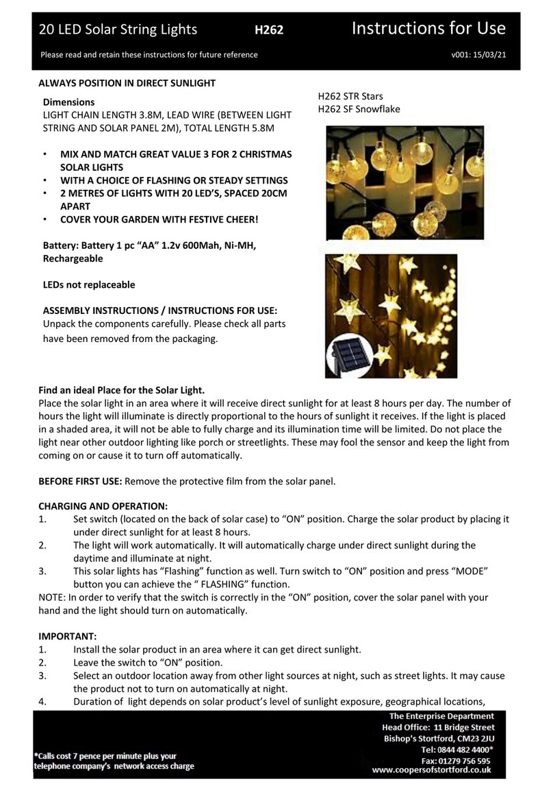 Coopers of Stortford H262 STR Instructions for use