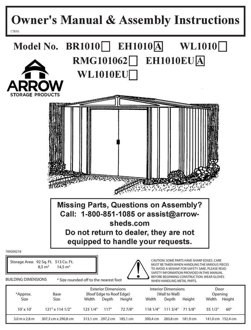 Arrow Storage Products BR1010 Owner's manual & assembly instructions Arrow Storage Products BR1010 Owner's manual & assembly instructions