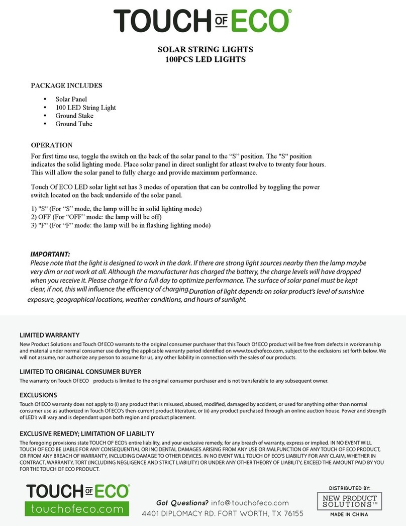 Touch Of ECO LITEUP100 User manual