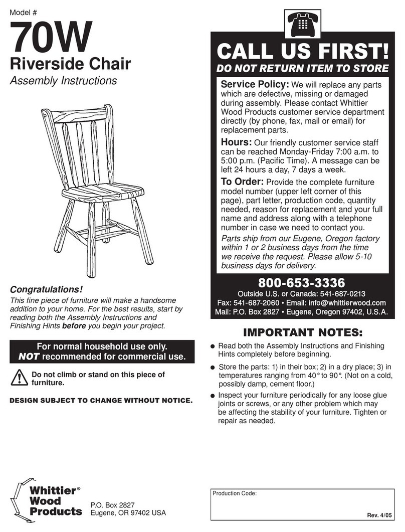 Whittier Wood Products 70W Assembly instructions Whittier Wood Products 70W Assembly instructions