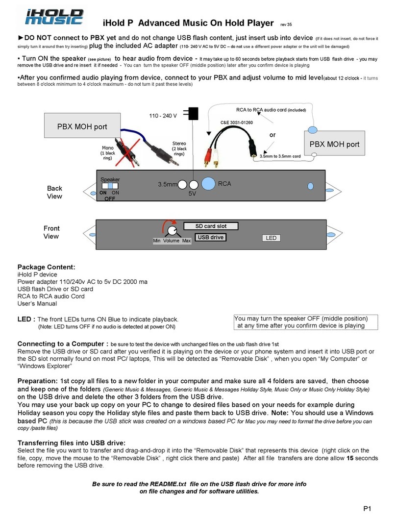 iHold Music P manual
