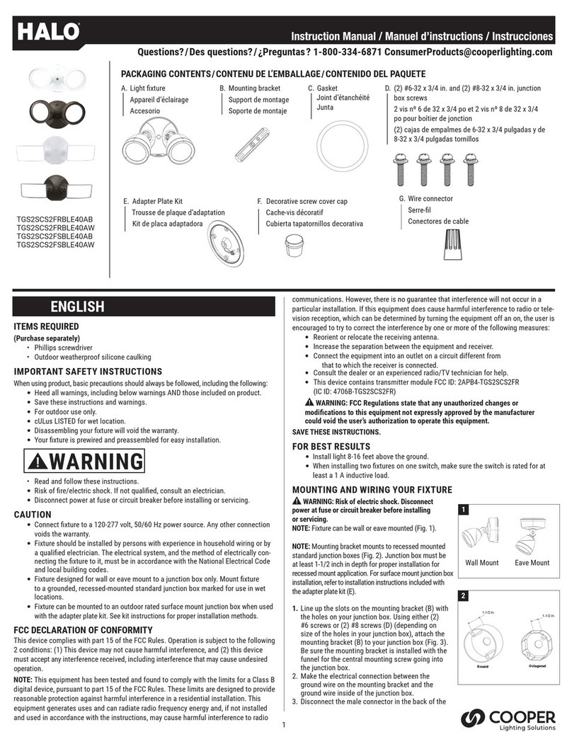 Cooper Lighting Solutions Halo TGS2SCS2FRBLE40AB User manual Cooper Lighting Solutions Halo TGS2SCS2FRBLE40AB User manual