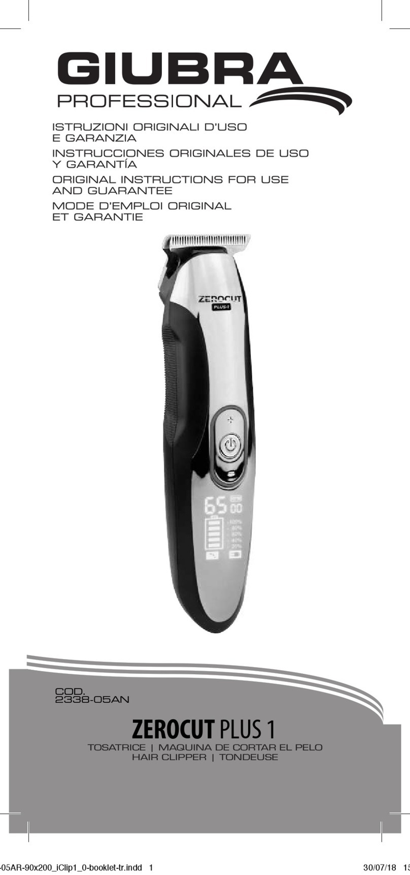 Giubra Professional ZEROCUT PLUS 1 Original Instructions for Use and Guarantee