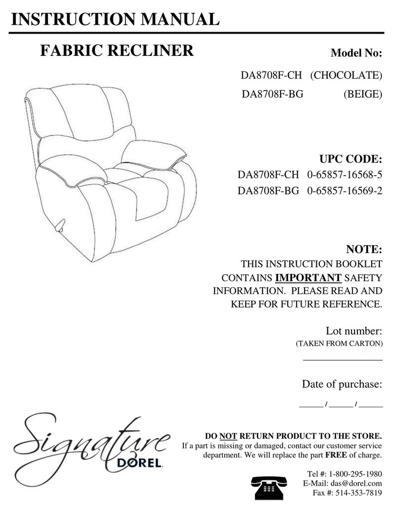 Dorel FABRIC RECLINER DA8708F-CH instruction manual