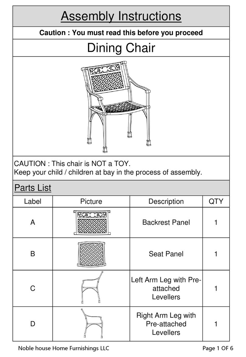 Noble House Home Furnishings Dining Chair Assembly instructions