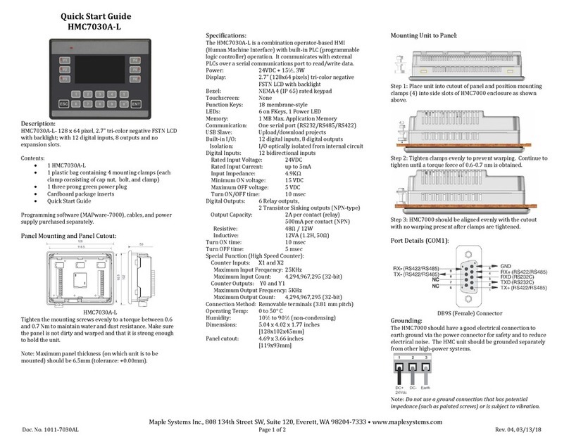 Maple Systems HMC7030A-L quick start guide