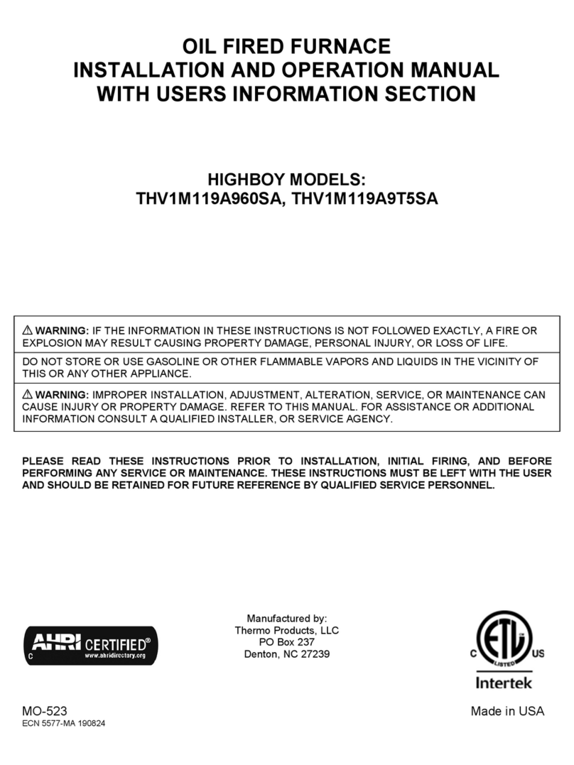 Thermo Products THV1M119A960SA Installation and operation manual