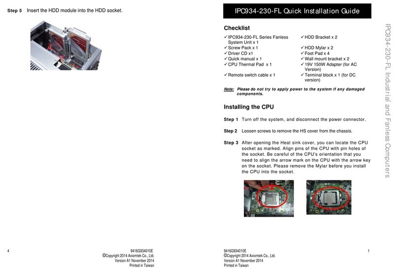 AXIOMTEK IPC934-230-FL User manual