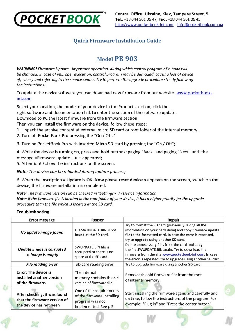 Pocketbook РВ 903 Quick Firmware Installation Guide
