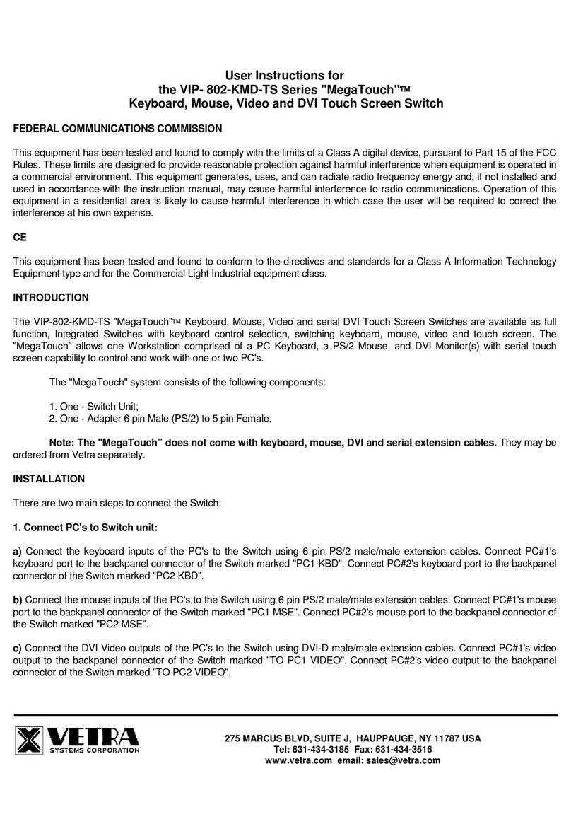 Vetra Systems MegaTouch VIP- 802-KMD-TS Series User manual