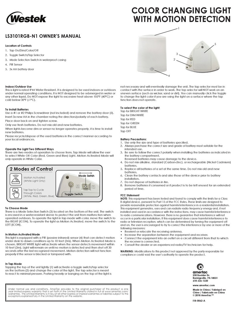 AmerTac Westek LS3101RGB owner's manual