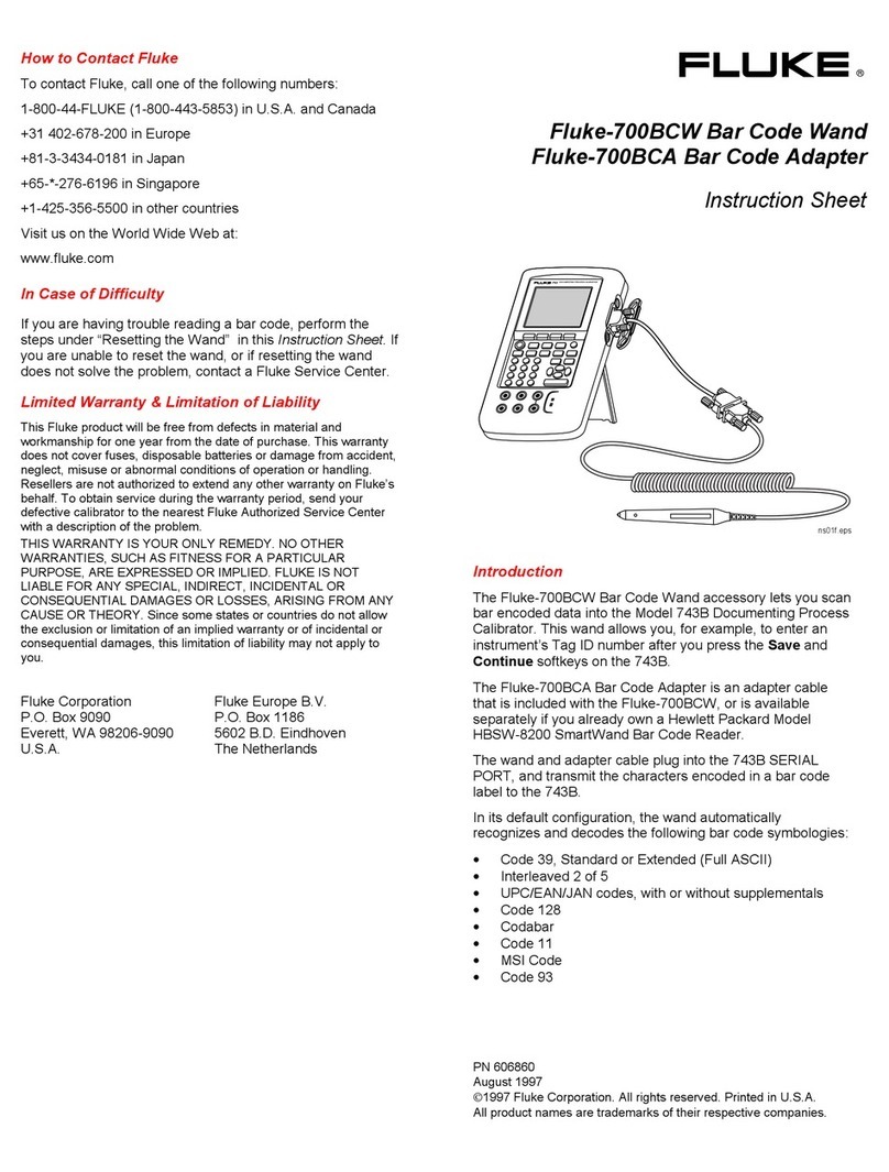 Fluke 700BCW instruction sheet