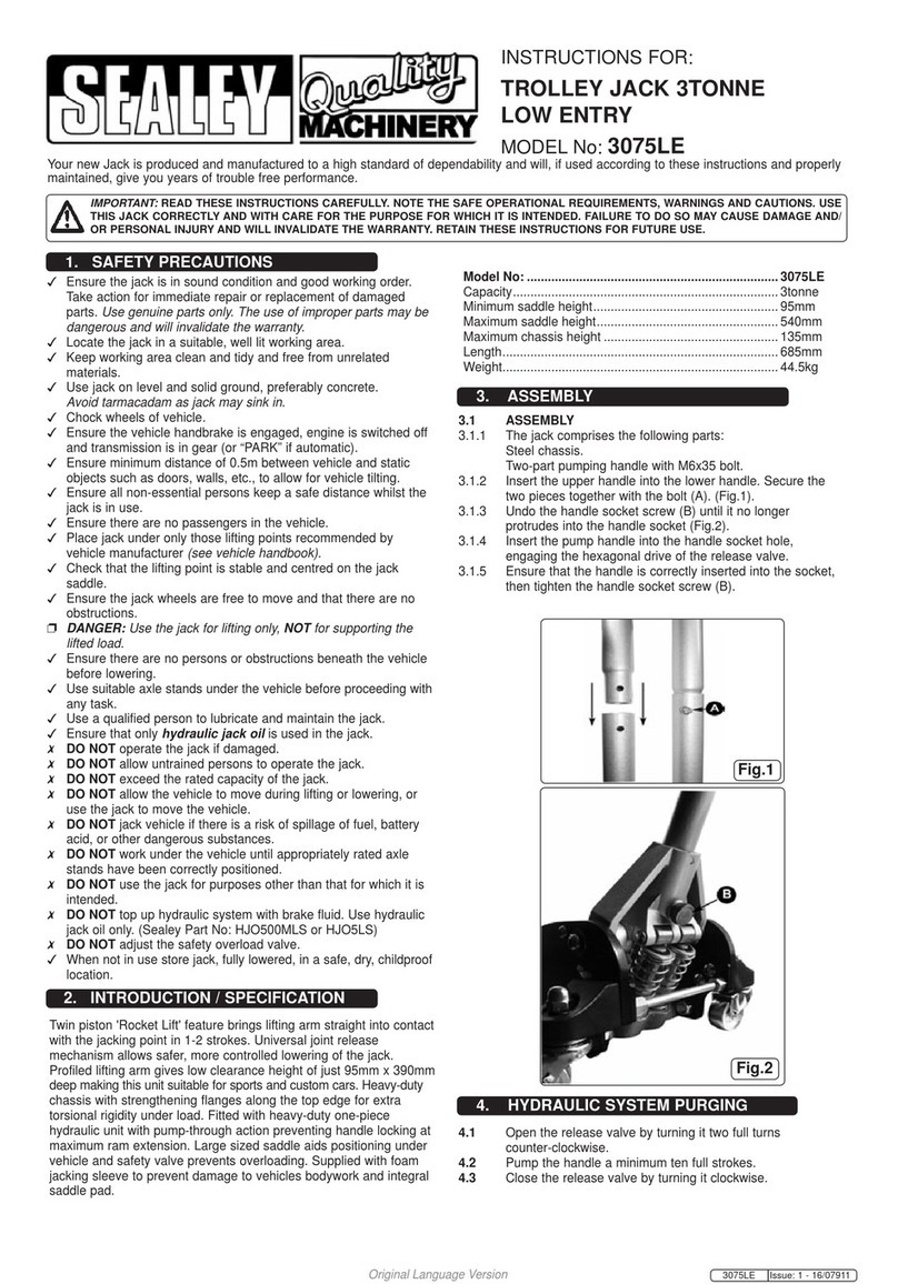 Sealey Quality Machinery 3075LE User manual