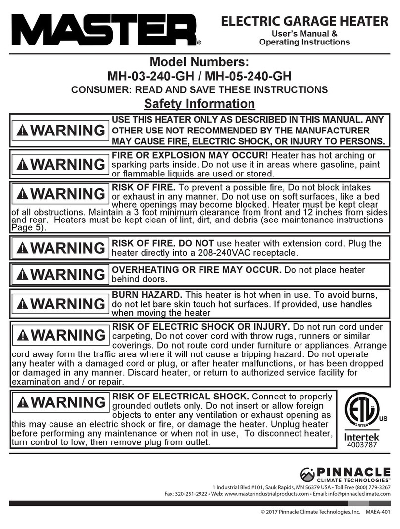 Pinnacle Climate Technologies MASTER MH-03-240-GH User's manual & operating instructions