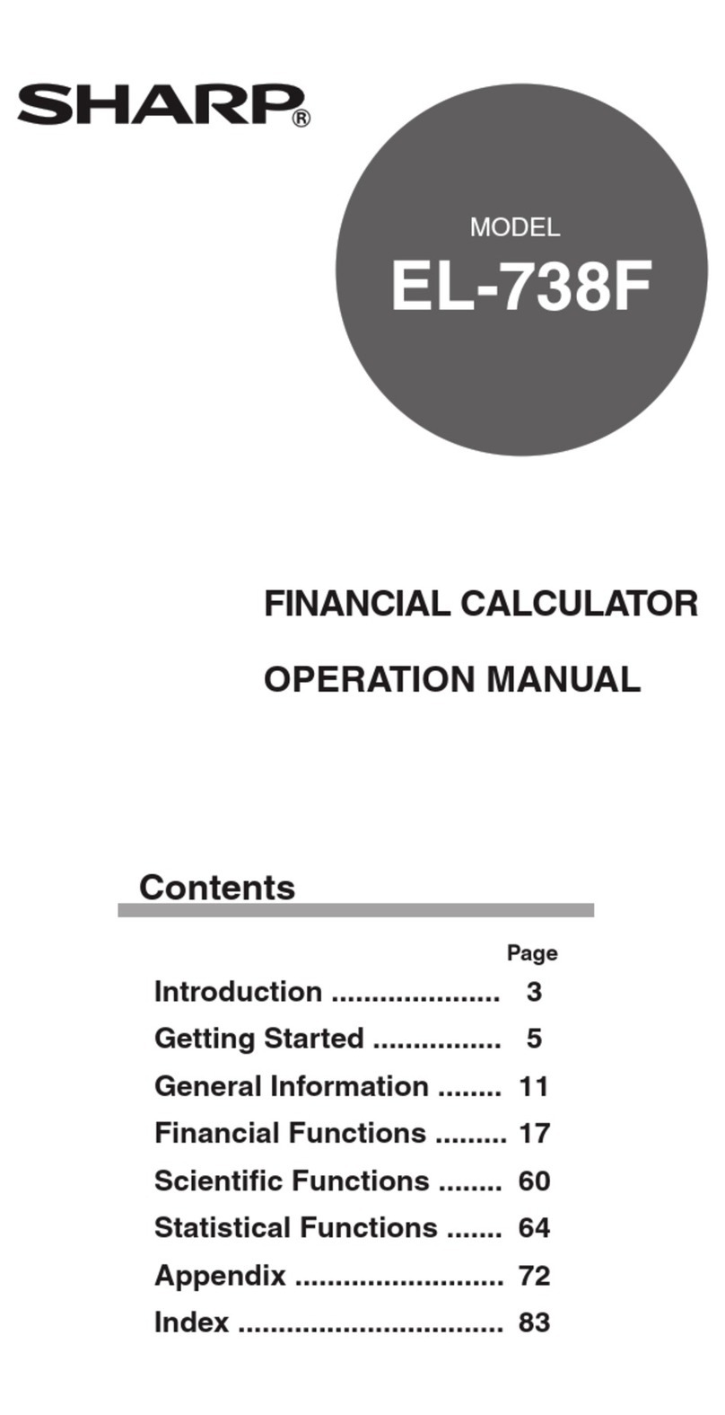 Sharp EL-738F Operation manual