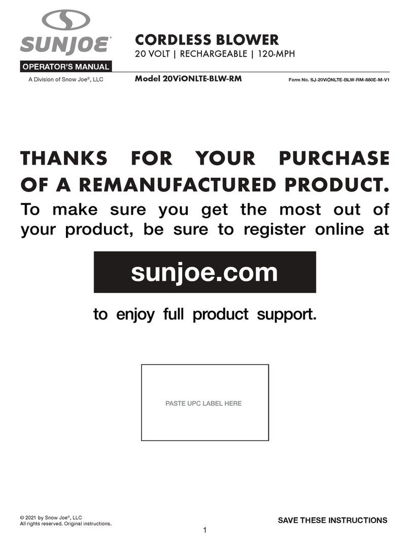 SNOWJOE sunjoe 20ViONLTE-BLW-RM Operator's manual