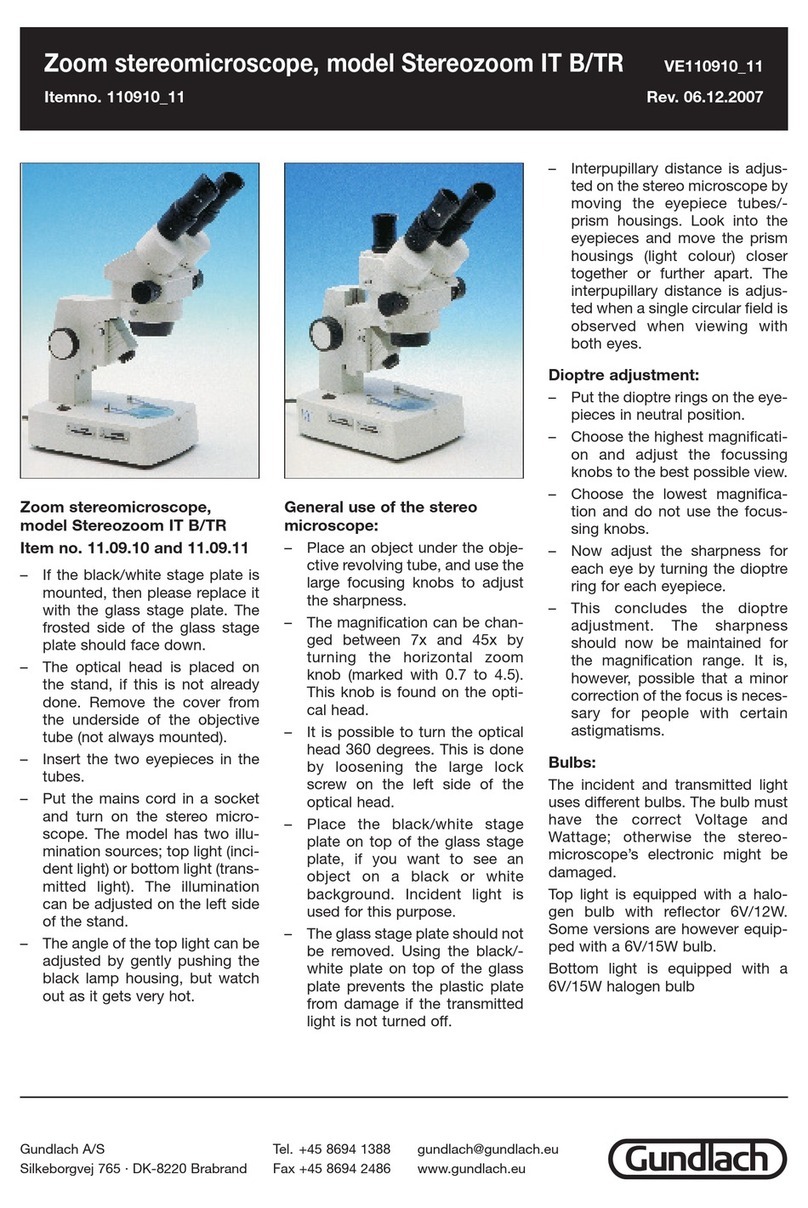 Gundlach Stereozoom IT B/TR quick start guide