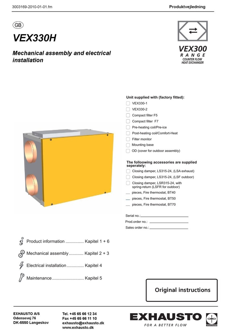 Exhausto VEX300 Series Mechanical assembly and electrical installation