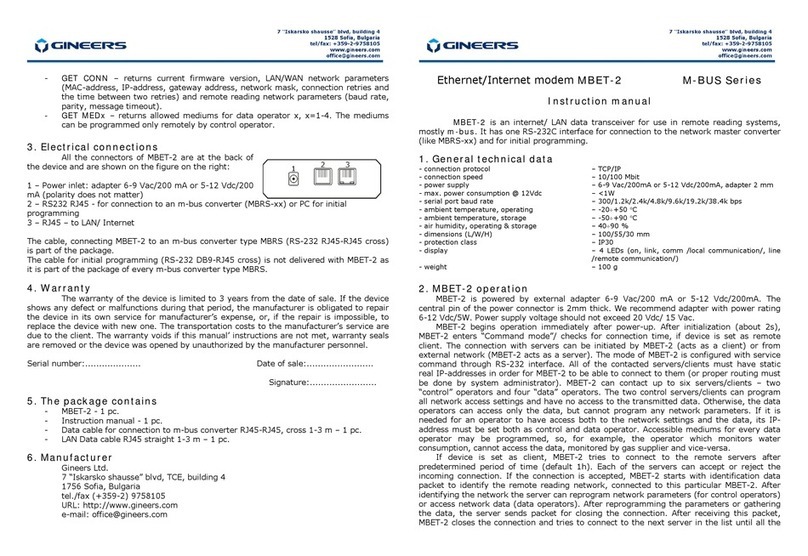 GINEERS M-BUS Series instruction manual