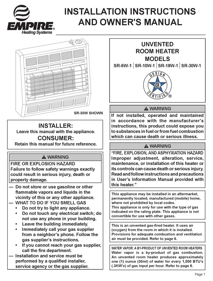 Empire Heating Systems SR-6W-1 Installation instructions and owner's manual Empire Heating Systems SR-6W-1 Installation instructions and owner's manual