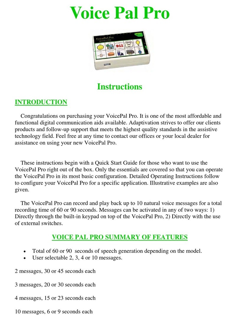 Adaptivation Voice Pal Pro User manual