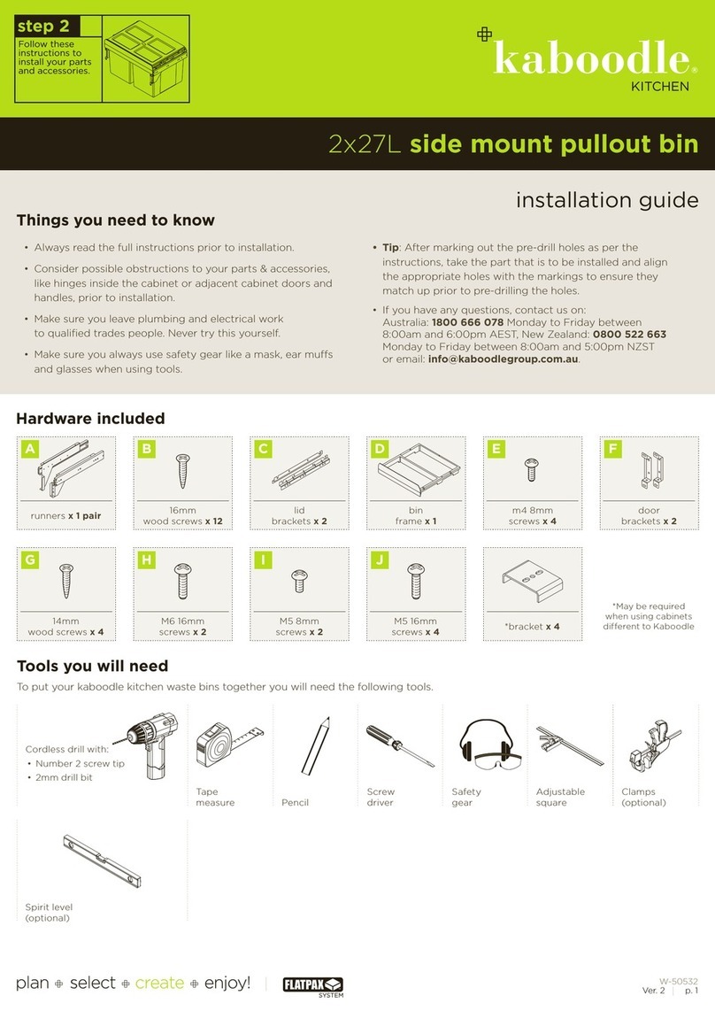 Kaboodle 2x27L side mount pullout bin User manual Kaboodle 2x27L side mount pullout bin User manual