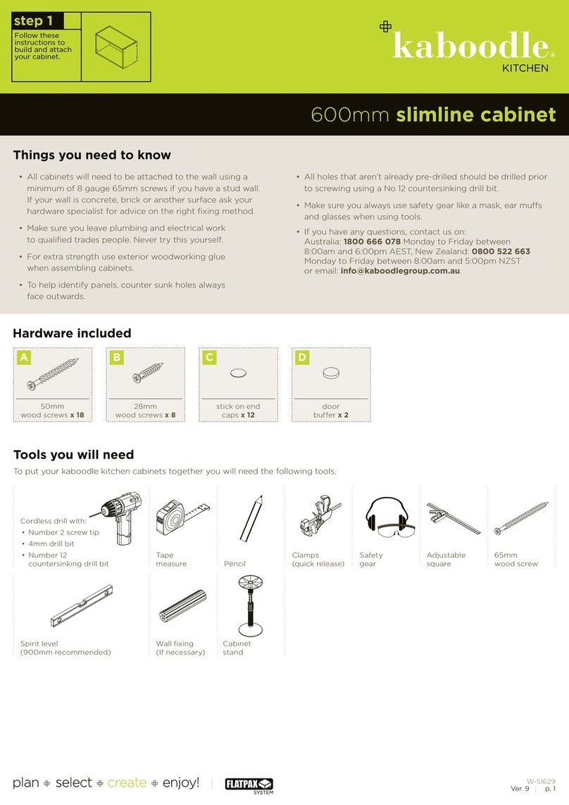 Kaboodle 600mm slimline cabinet quick start guide
