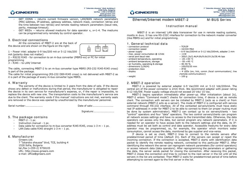 GINEERS M-BUS Series instruction manual