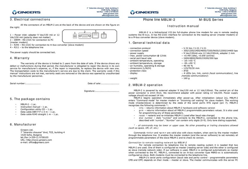 GINEERS M-BUS Series instruction manual
