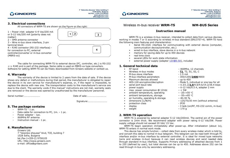 GINEERS WM-BUS Series instruction manual