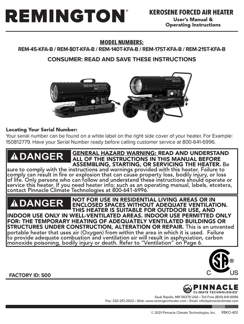Pinnacle Climate Technologies REMINGTON REM-45-KFA-B User's manual & operating instructions