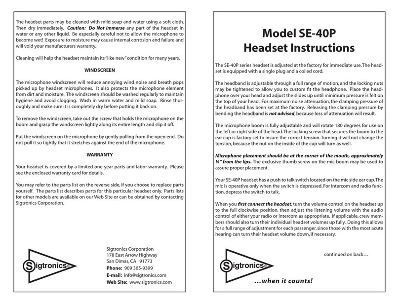 Sigtronics SE-40P Series instructions