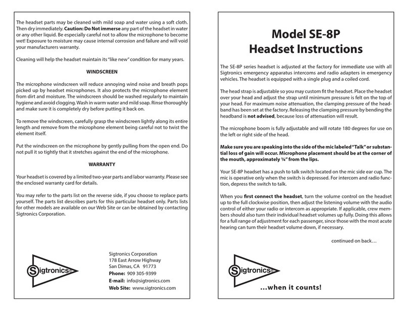 Sigtronics SE-8P Series instructions